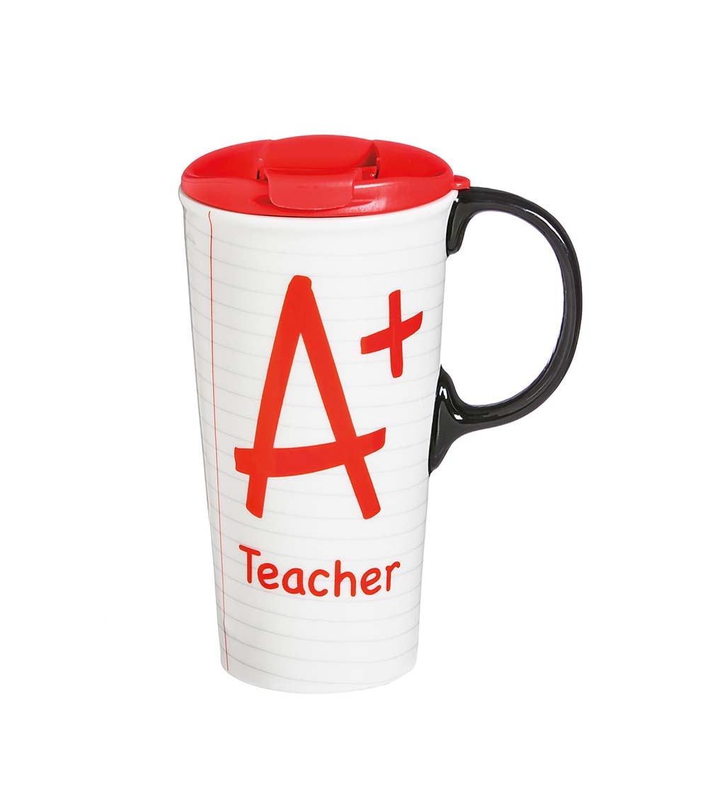 A+ Teacher Ceramic Travel Cup