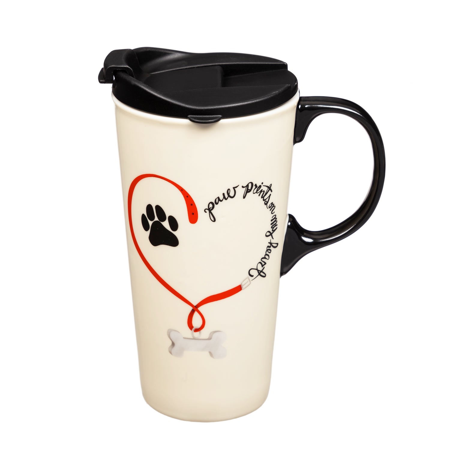 Dog Paw Prints Ceramic Travel Coffee Mug