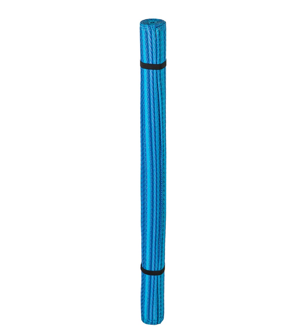 Blue Stripe Reversible Weather-Resistant Rug