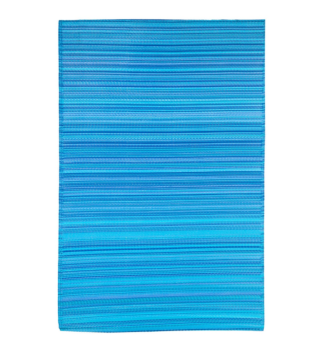 Blue Stripe Reversible Weather-Resistant Rug