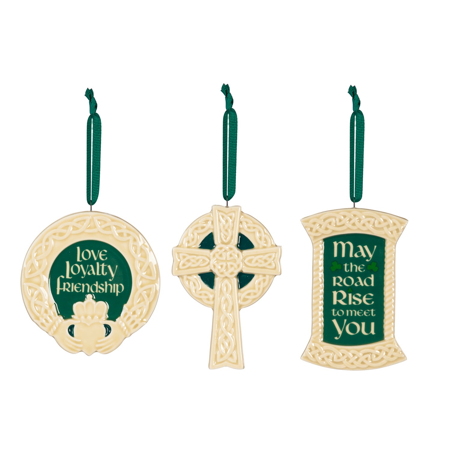 Embossed Celtic Memories Ornament with Grosgrain Ribbon, Set of 3