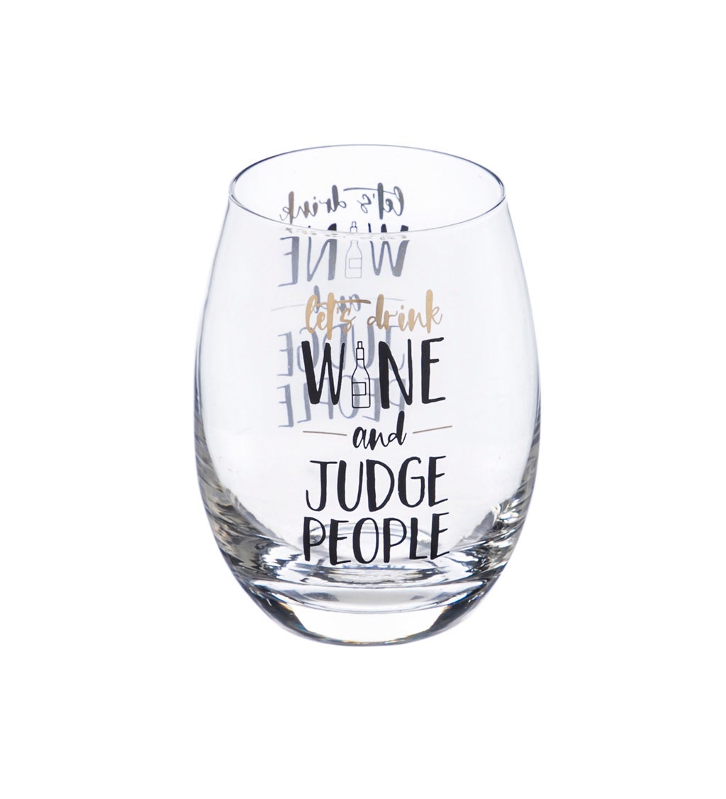 Stemless Wine Glass with Box, 17 oz, Let's drink wine and judge people