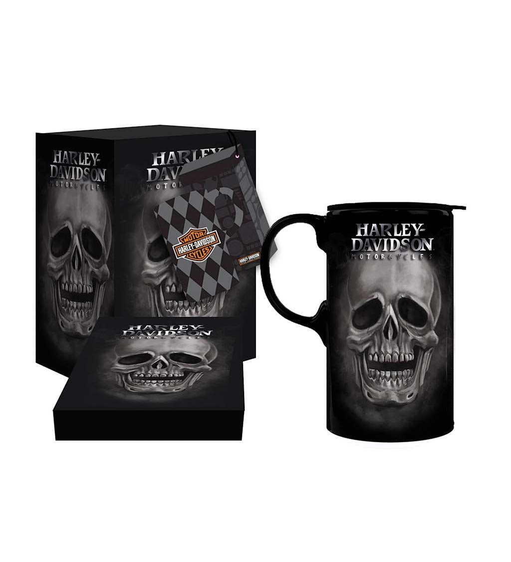 Harley Davidson Skull Tall Travel Coffee Mug, 20 ounces