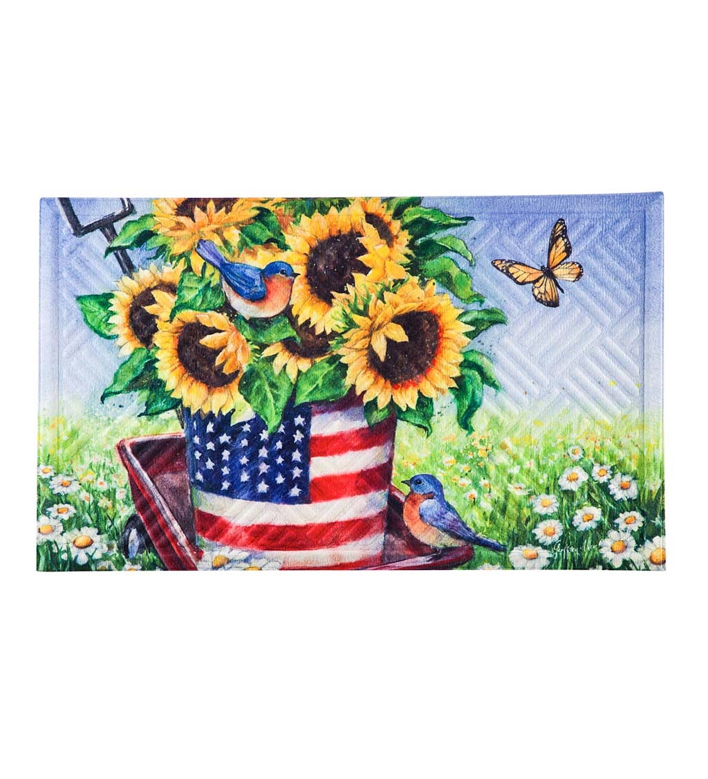 Patriotic Sunflower Wagon Embossed Floor Mat, 30" x 18"