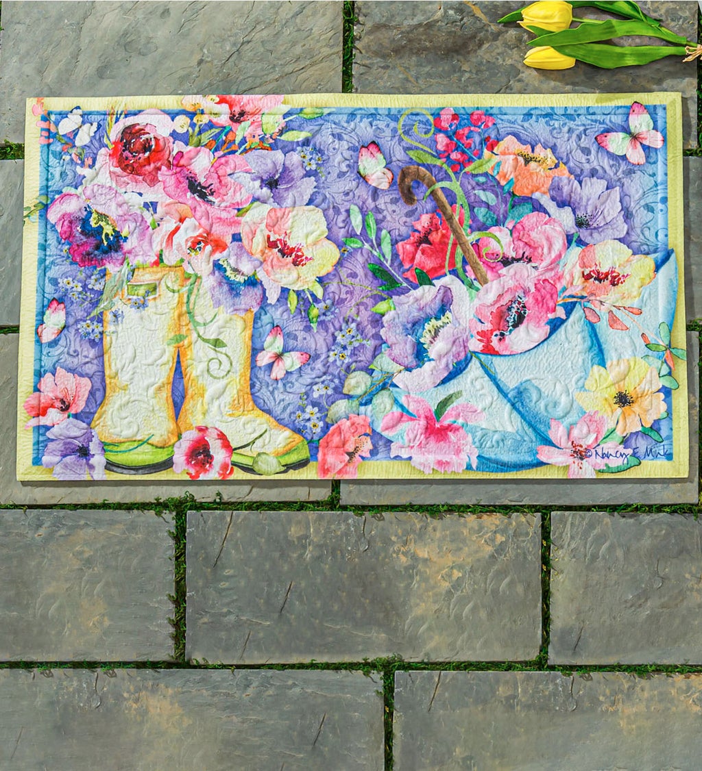 Floral Boots Embossed Floor Mat , 30" x 18"