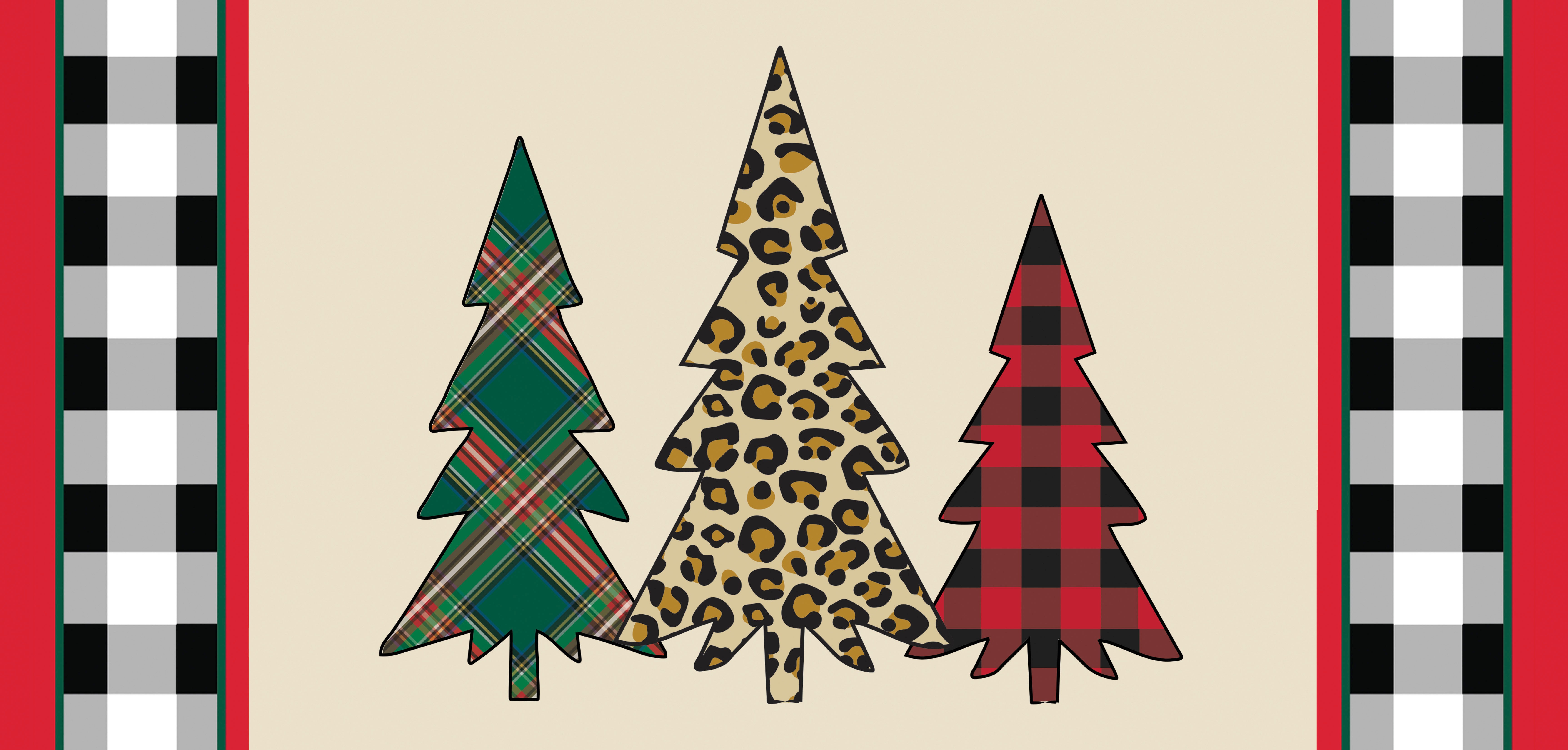 Mixed Print Christmas Trees Sassafras Switch Mat, 22" x 10"