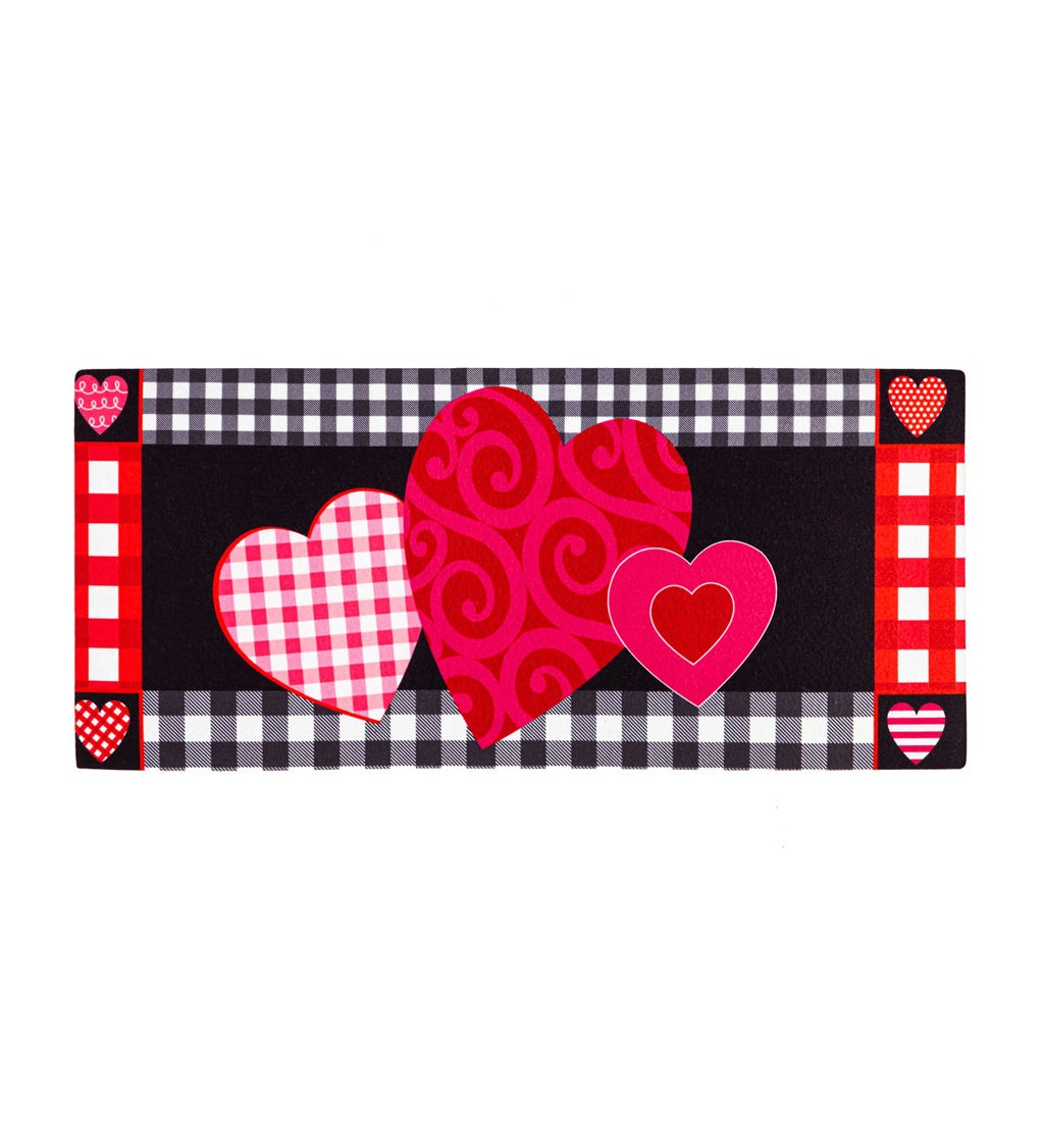 Valentine's Heart Patterned Border Sassafras Switch Mat, 22" x 10"