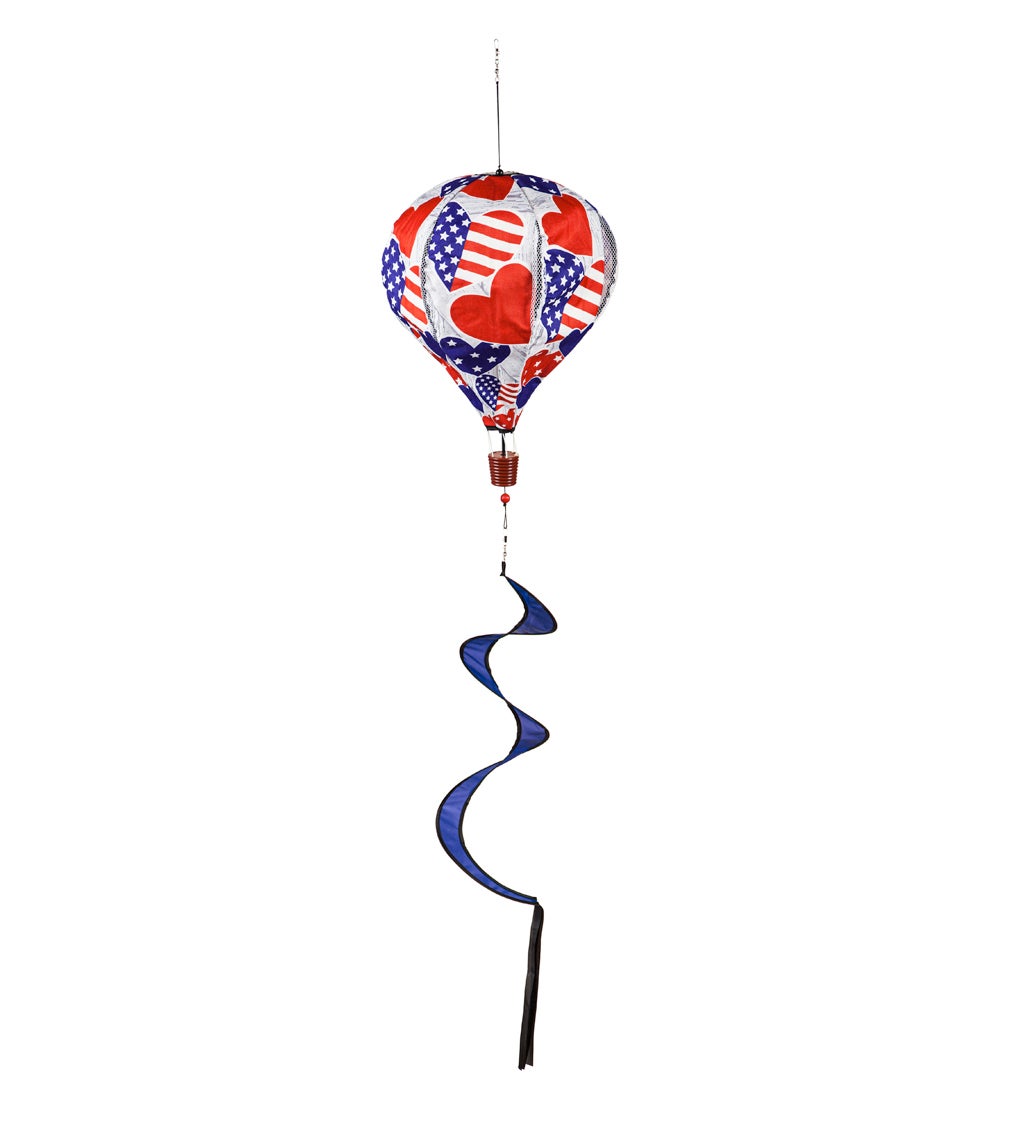 Patriotic Hearts Burlap Balloon Spinner