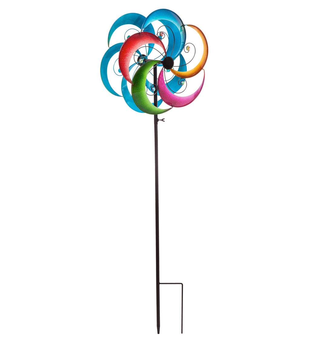 Multicolor Gems Metal Wind Spinner Topper