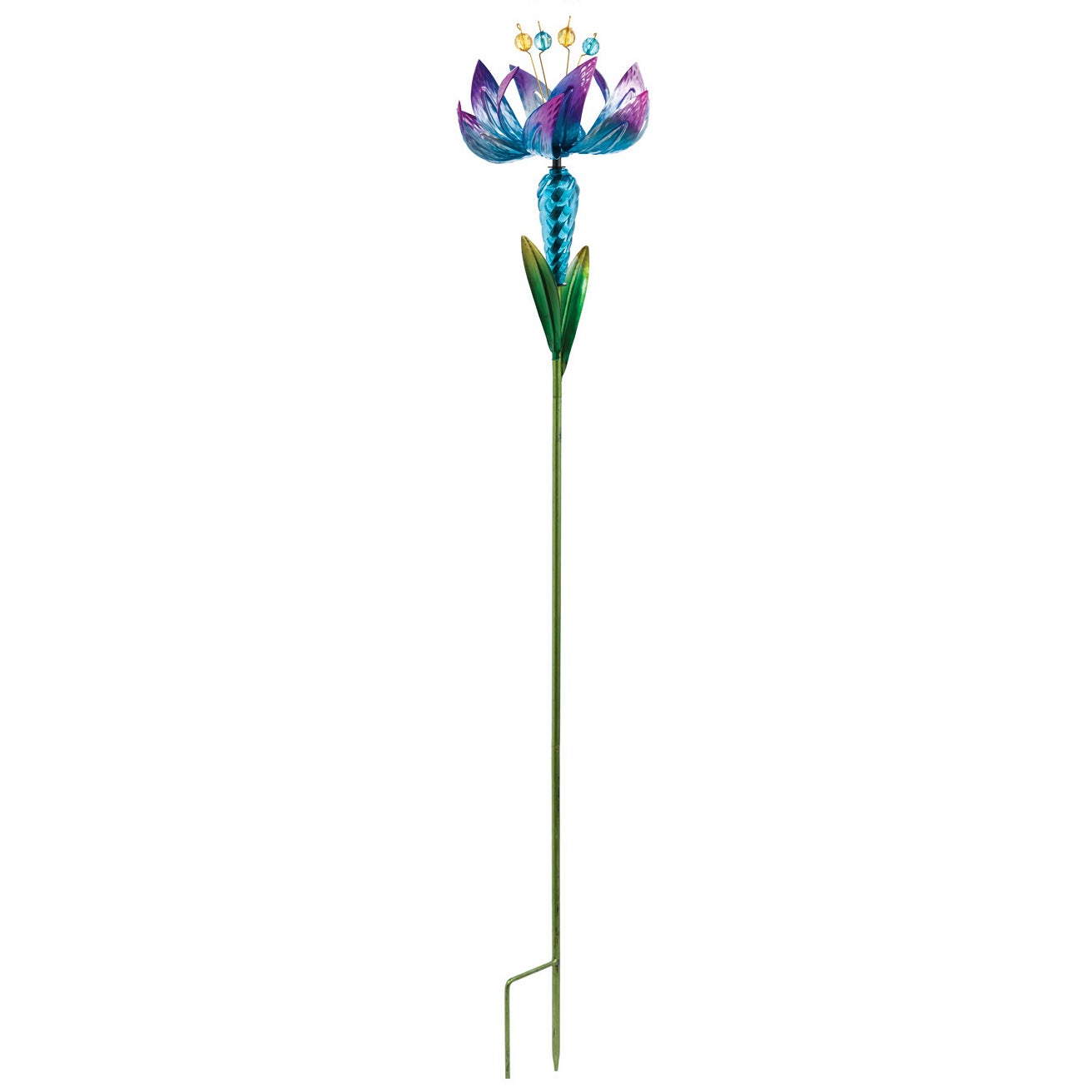 38.5"H Wind Spinner Flower Garden Stake, Blue