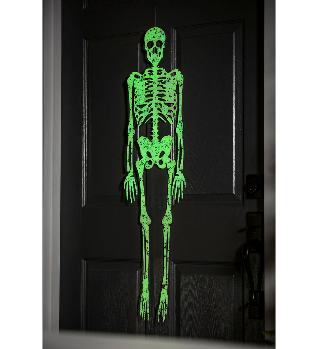 39.25"H Glow in the Dark Skeleton on Shephard's Hook Garden Stake