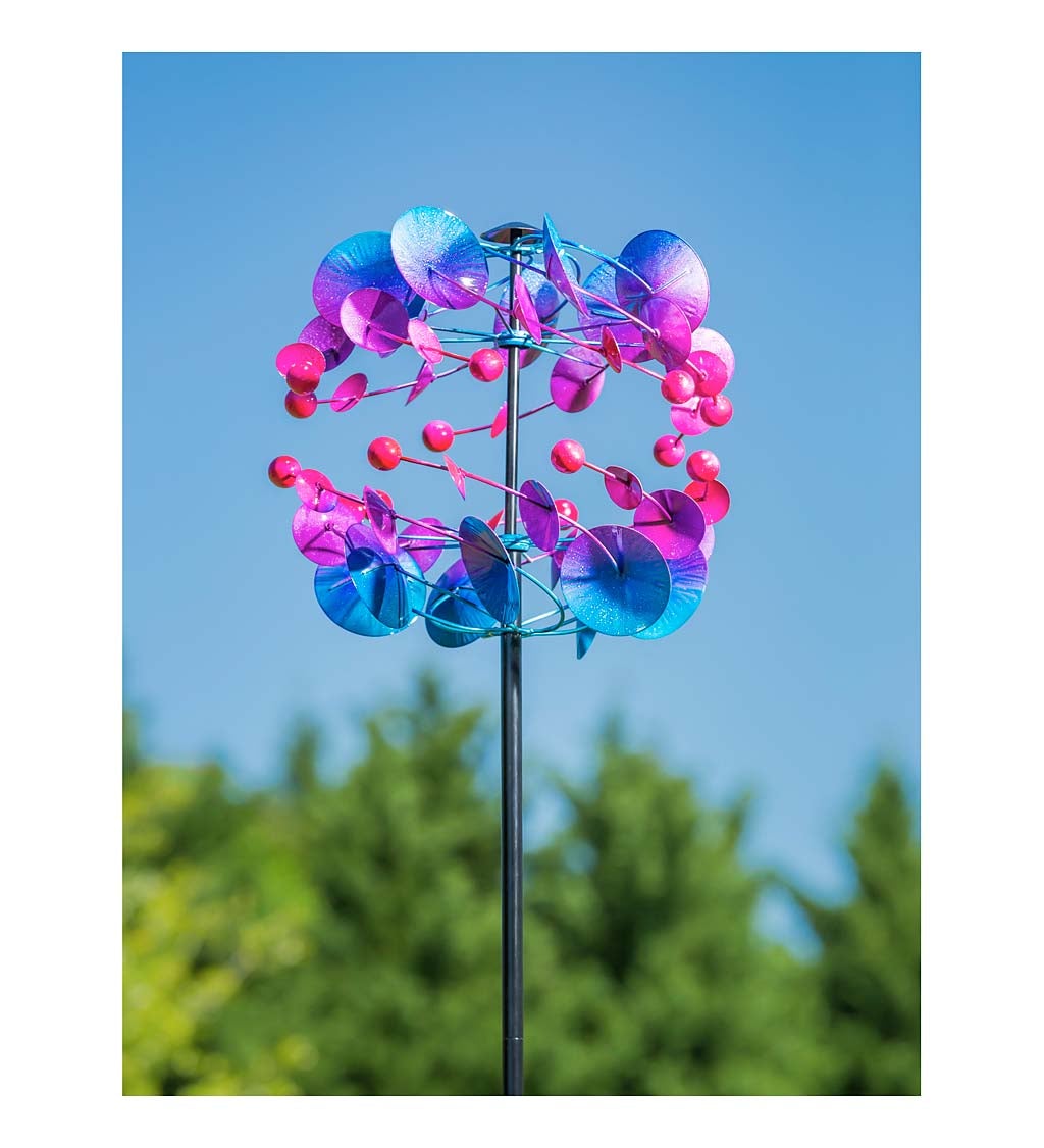 74.75"H Wind Spinner, Blue Purple Pink Ombre
