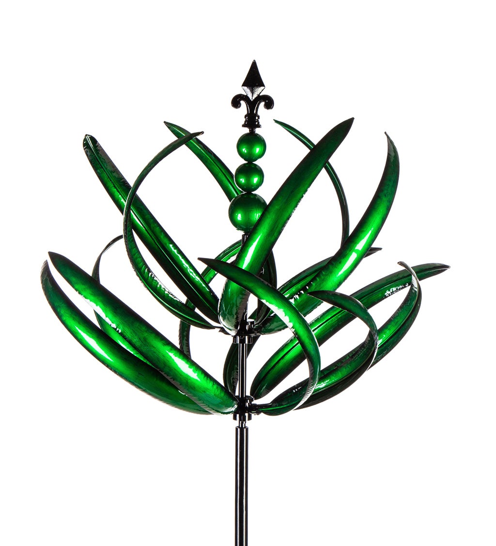 91"H Wind Spinner, Green Waves in Motion