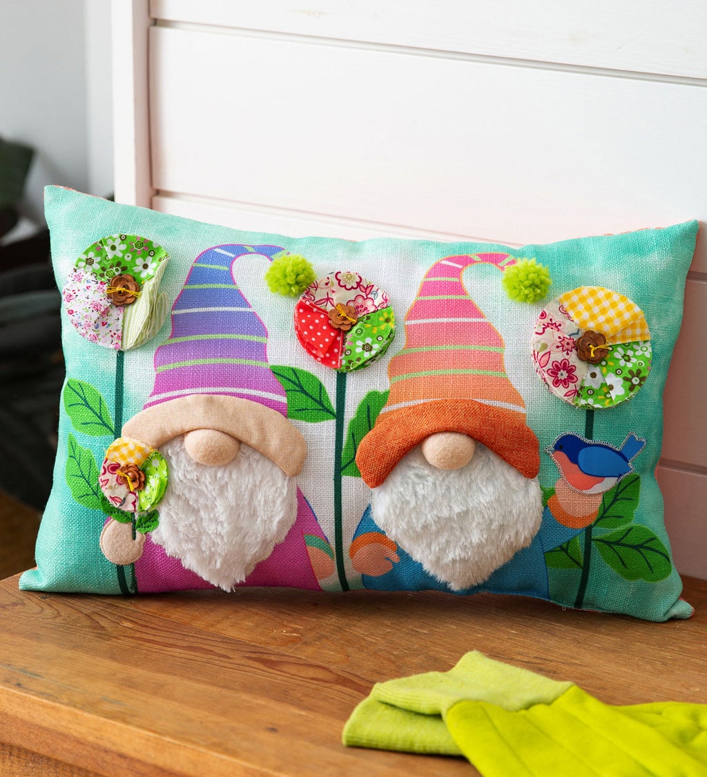 16" x 10" Gardening Gnomes Lumbar Pillow