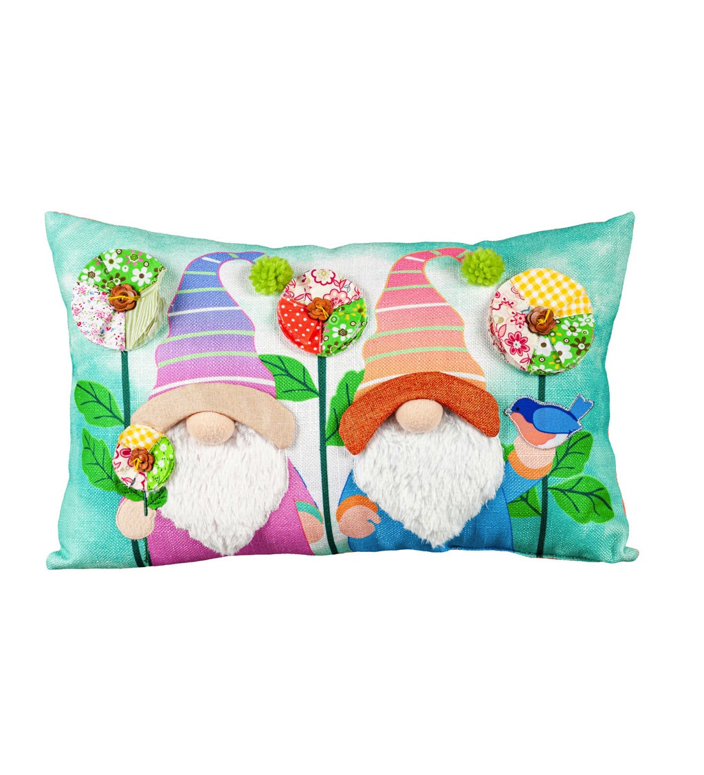 16" x 10" Gardening Gnomes Lumbar Pillow