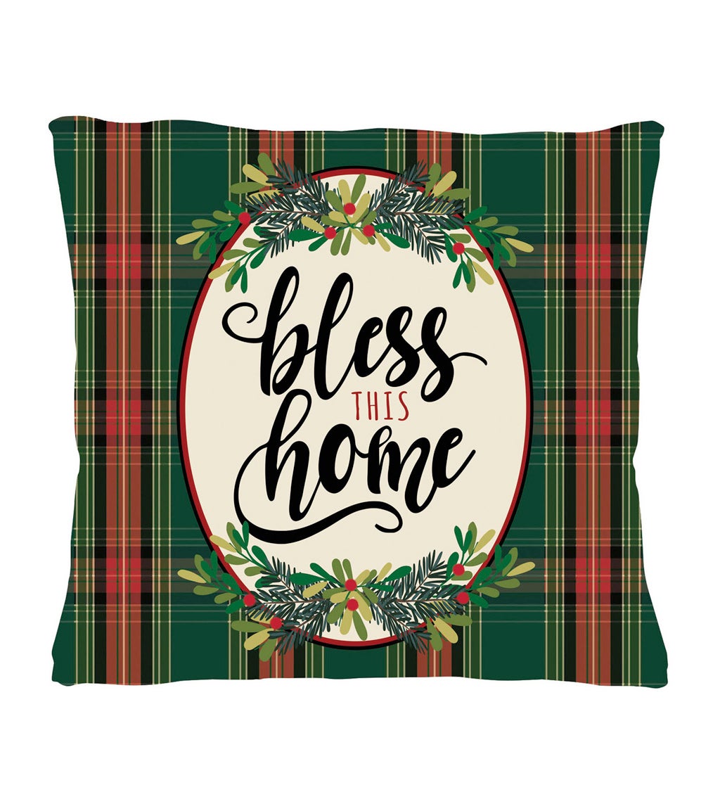 Bless This Home Plaid Interchangeable Pillow Cover