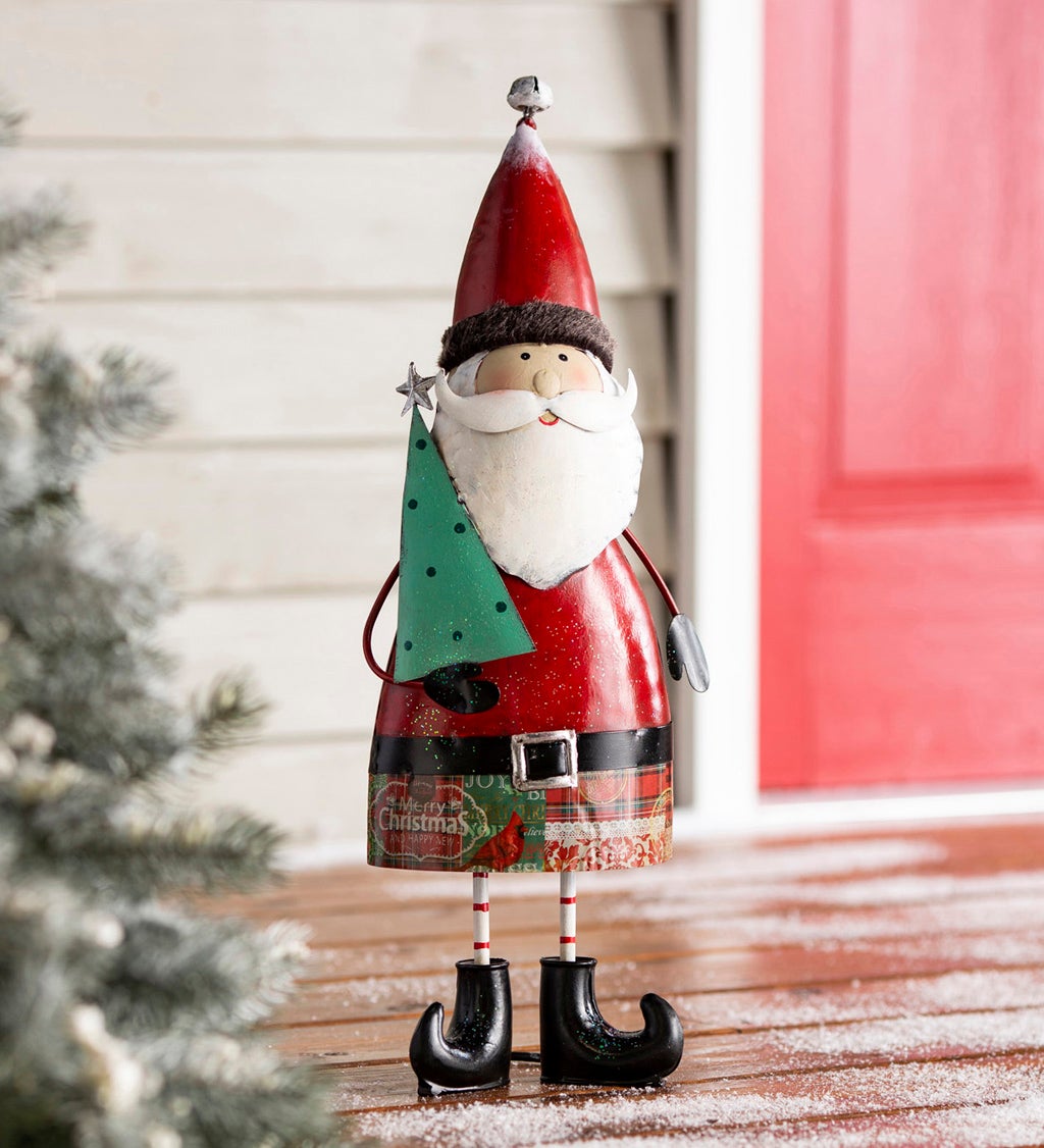 Indoor/Outdoor Vintage Holiday Santa Metal Christmas Statue