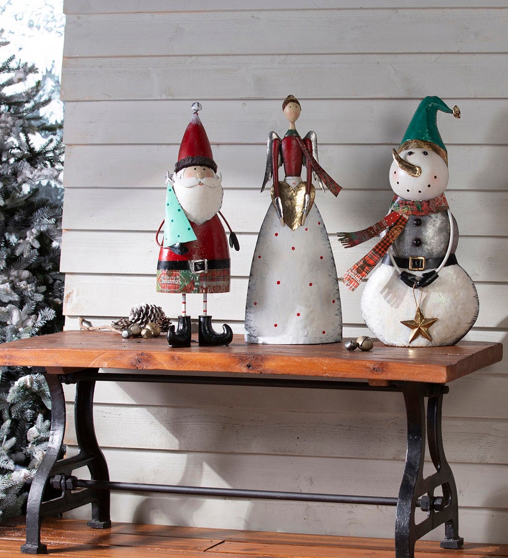 Indoor/Outdoor Vintage Holiday Snowman Metal Christmas Statue