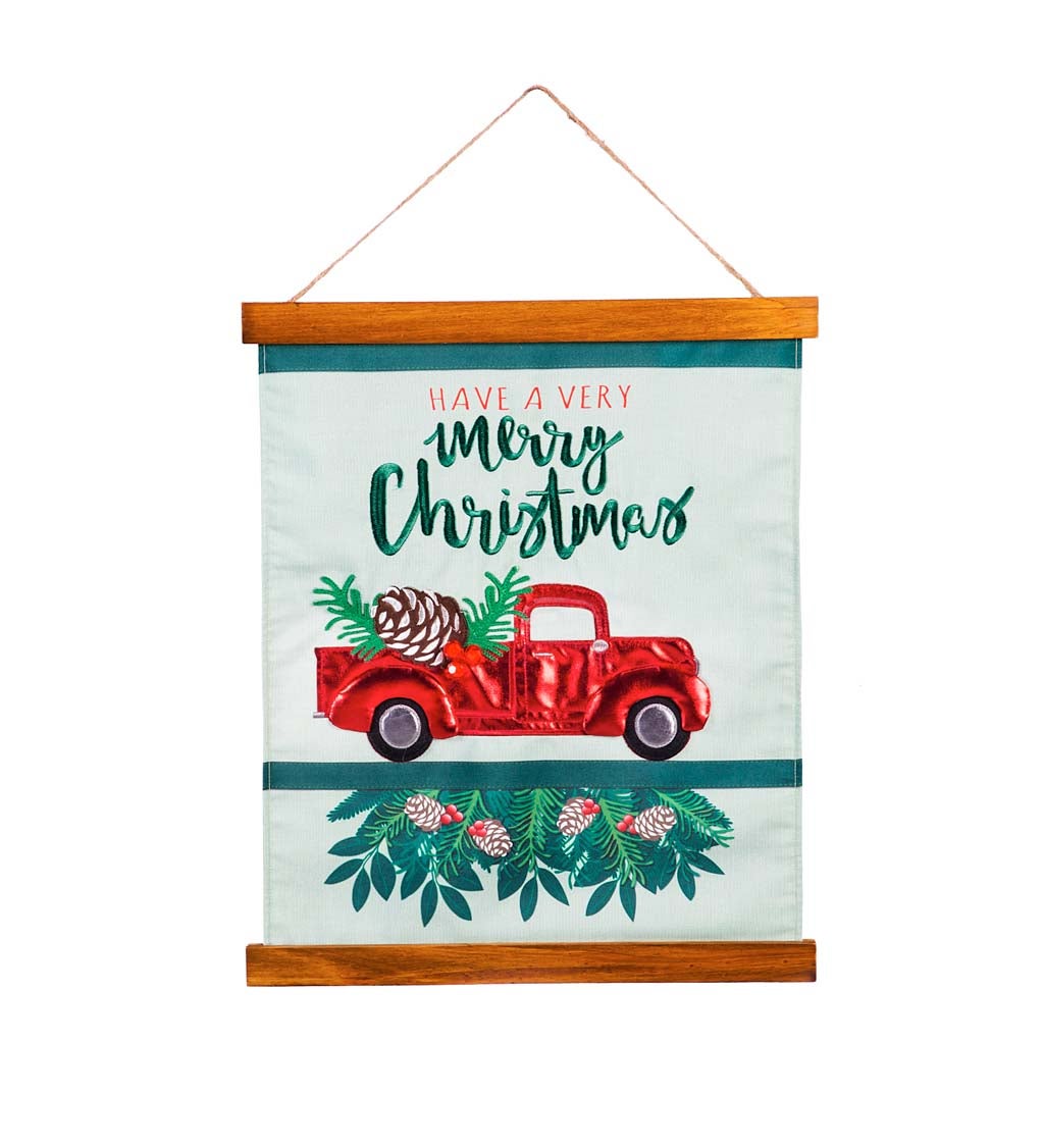 Wood and Fabric Wall Hanging, Red Truck