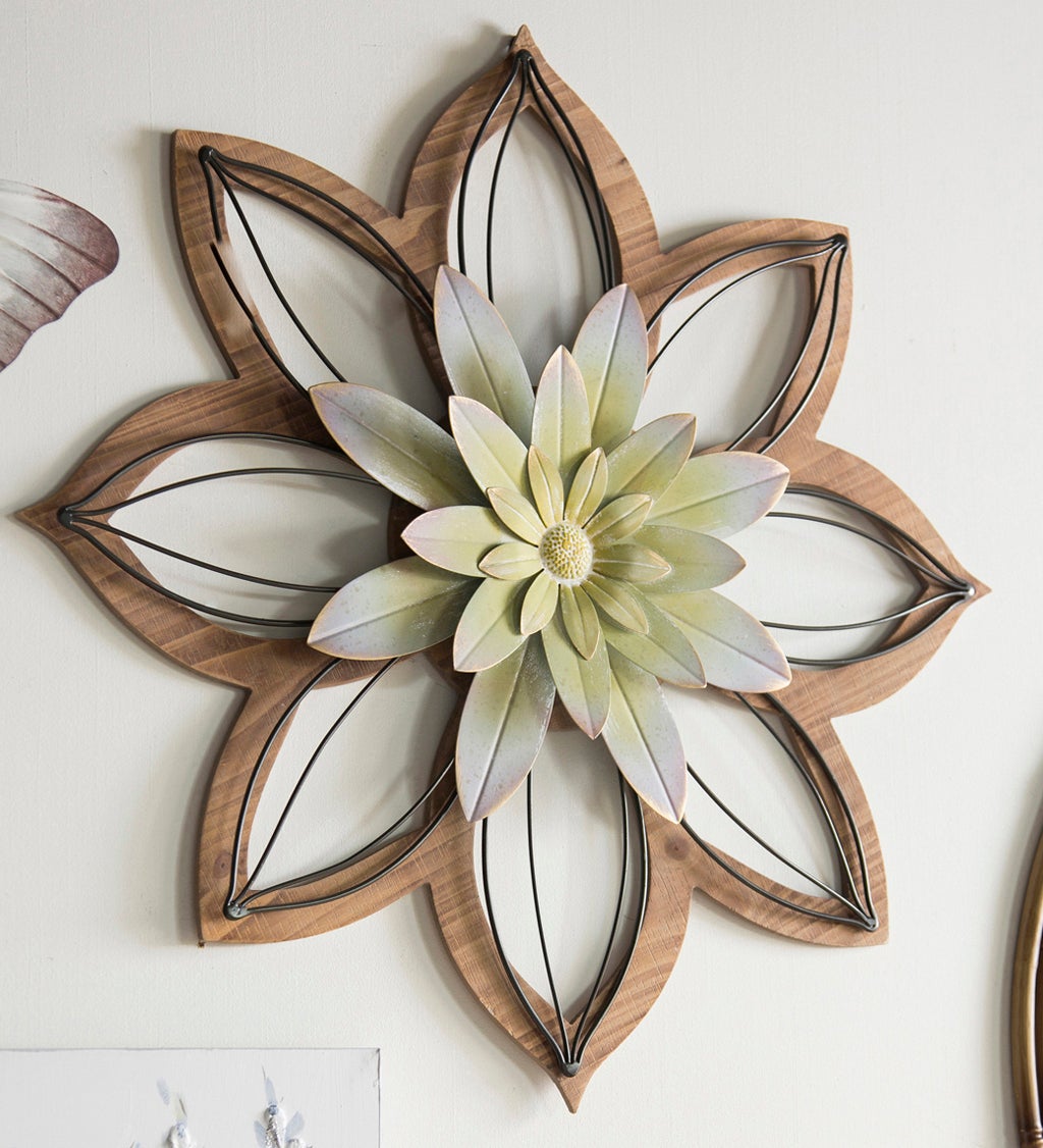 Wood and Metal Floral Wall Décor
