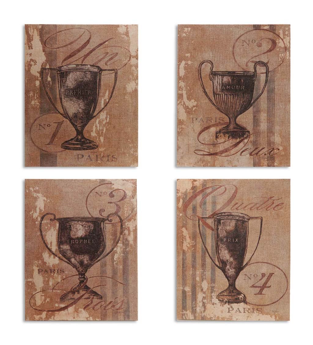 Paris Trophy Wall Canvases, Set of 4