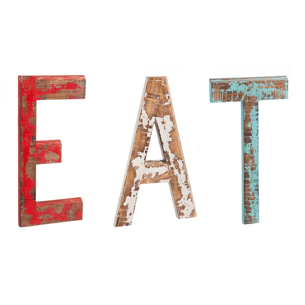 Distressed EAT Wooden Wall Decor