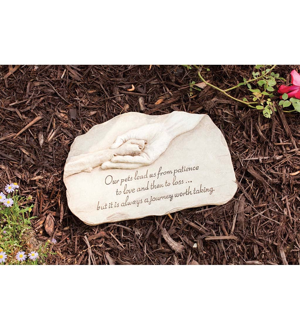 Resin Paw In Hand Pet Devotion Garden Stone