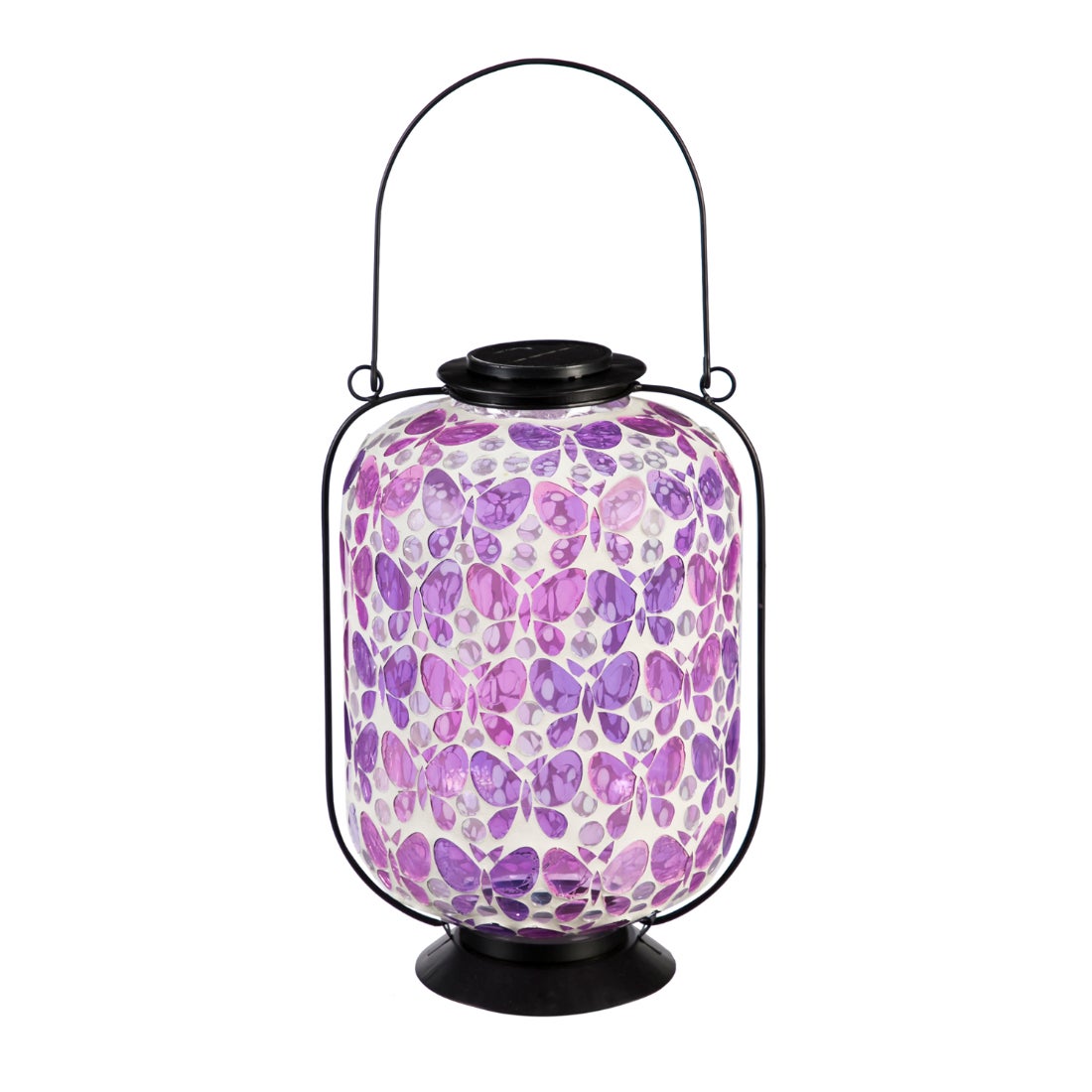 Pink Butterfly Mosaic Glass Lantern