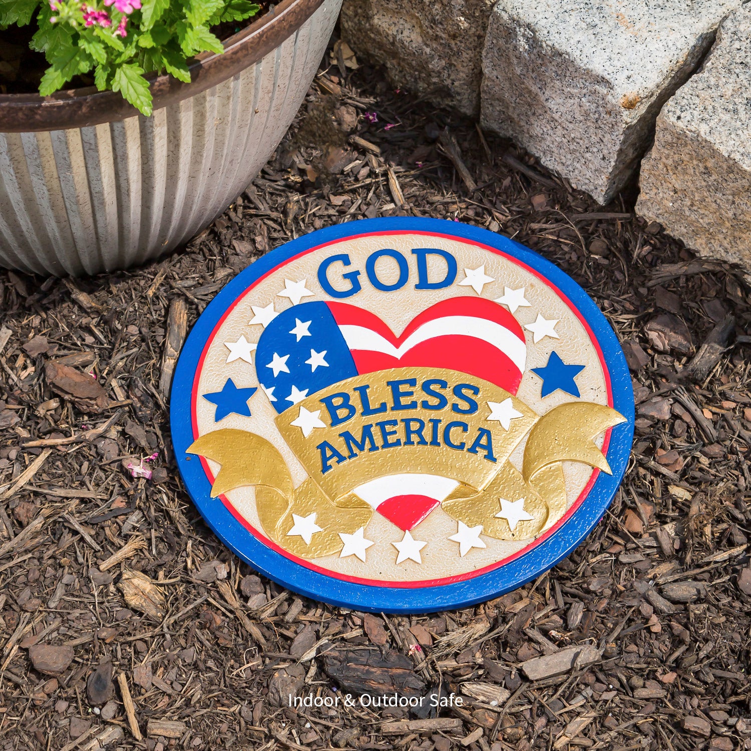 10" Garden Stone, God Bless America