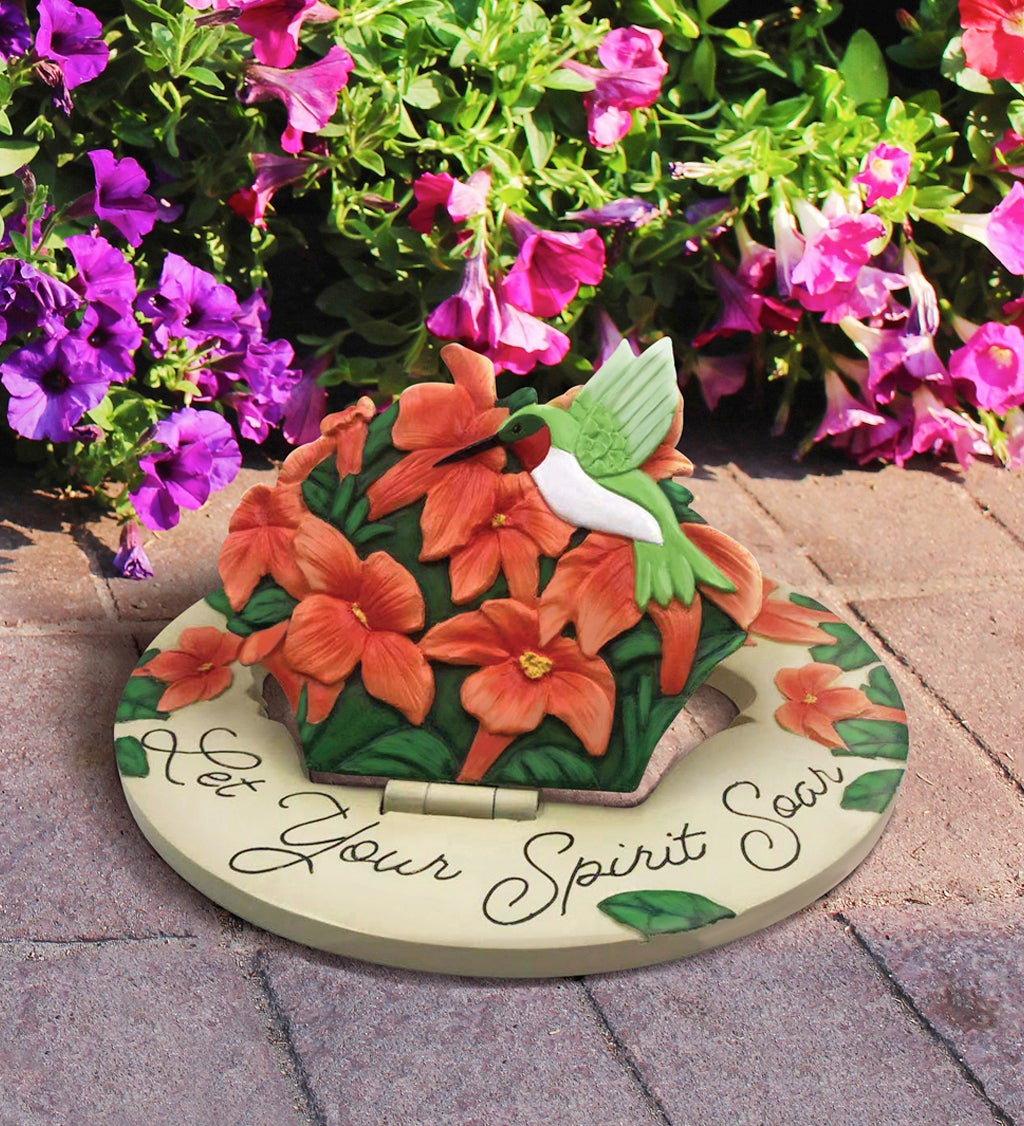 Spread Your Wings and Let Your Spirit Soar, 3D Hummingbird, Round Garden Stone