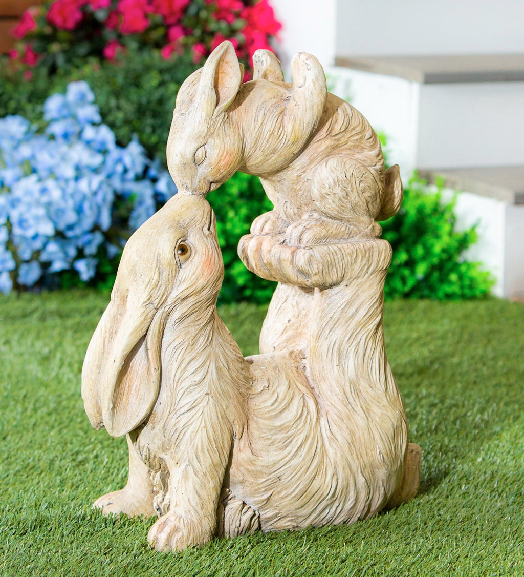 21.5"H Mother Holding Baby Rabbit Garden Statuary