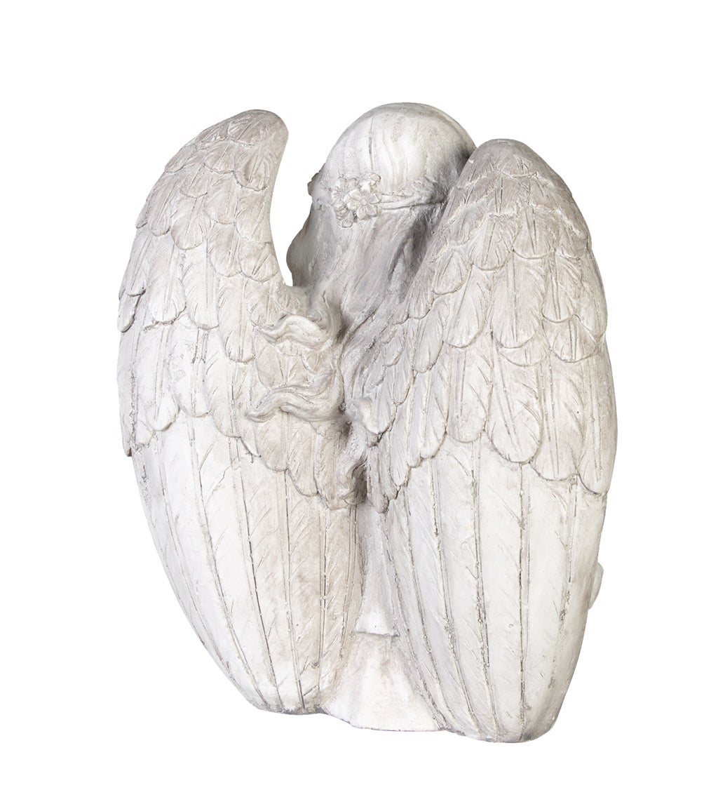 16"H Concrete Angel Bird Feeder Garden Statuary