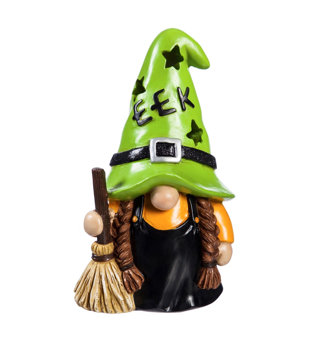EEK Resin LED Color Changing Halloween Gnome Tabletop Décor