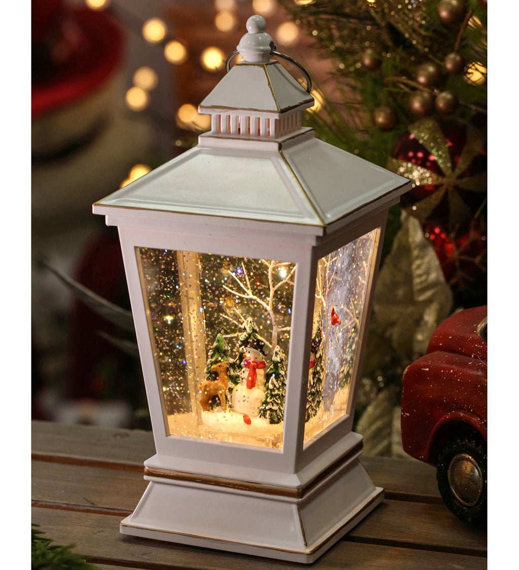 LED Musical White Water Lantern with Holiday Scene