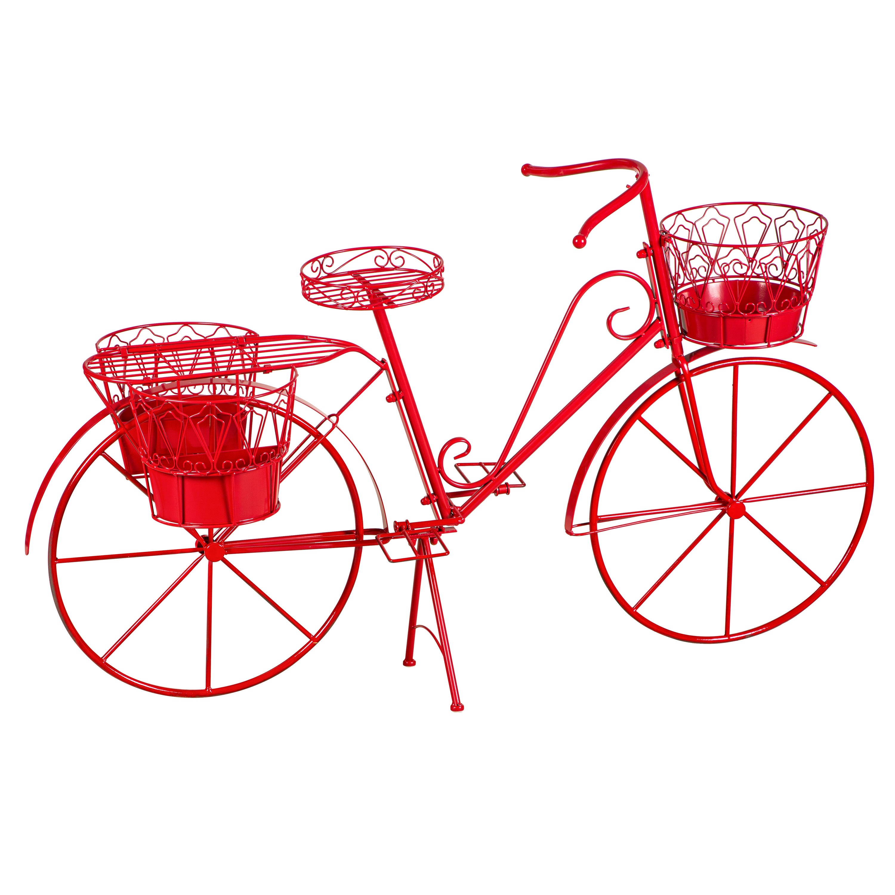 Red Metal Bicycle Planter