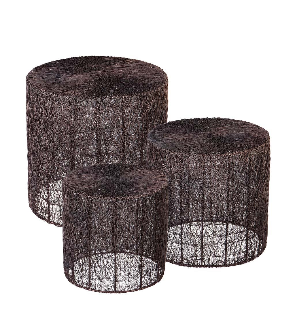 Iron Wire Stool with Black Nickel Finish, set of 3