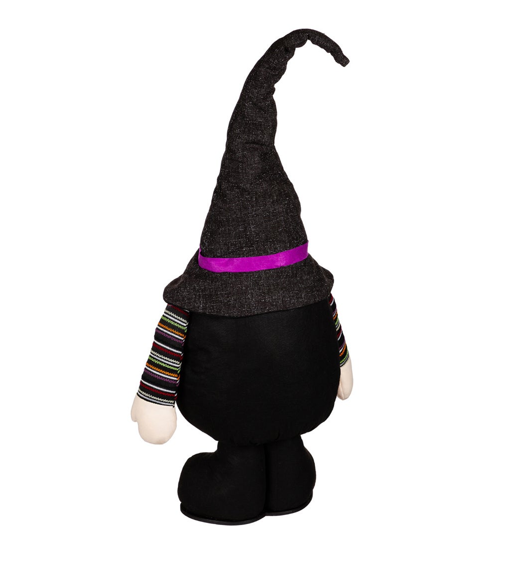 LED Color Changing Plush Halloween Gnome with Witch Hat Décor