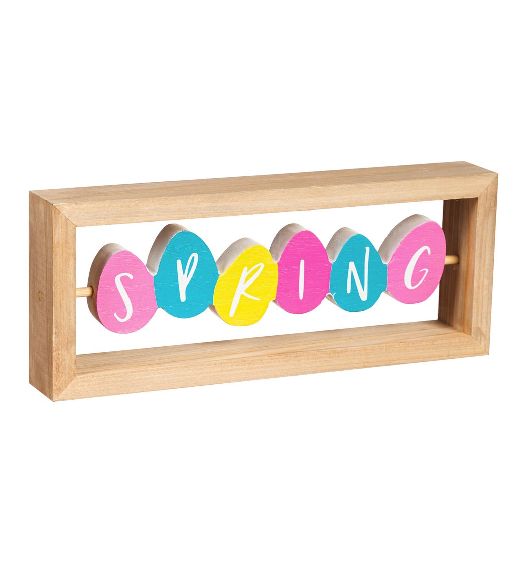 Wood Easter Egg Table Décor with 2 Messages: Easter/Spring