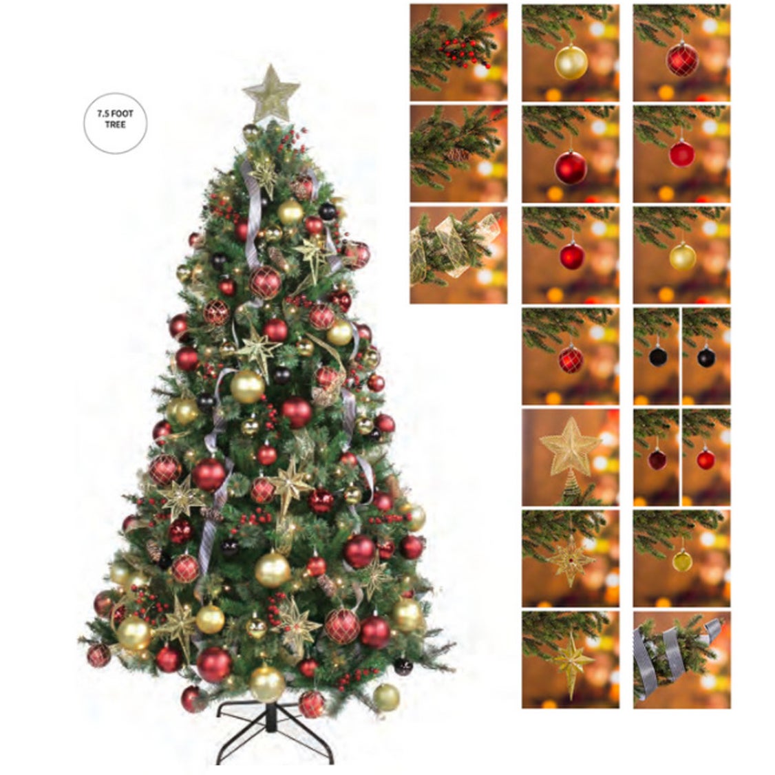 Holiday Traditions 7.5' Tree with 250 LED Lights and 140 Ornaments and Storage Bag